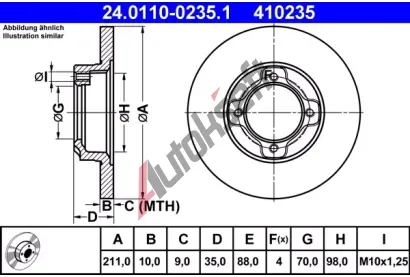 ATE Brzdov kotou - 211 mm AT 410235, 24.0110-0235.1