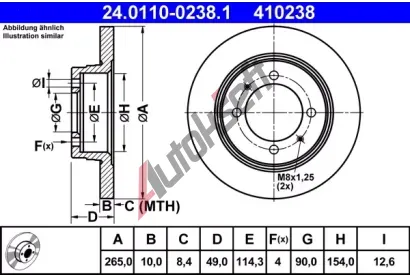 ATE Brzdov kotou - 265 mm AT 410238, 24.0110-0238.1