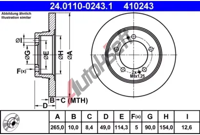 ATE Brzdov kotou - 265 mm AT 410243, 24.0110-0243.1