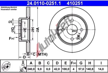 ATE Brzdov kotou - 240 mm AT 410251, 24.0110-0251.1