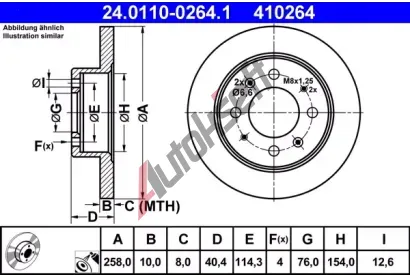 ATE Brzdov kotou - 258 mm AT 410264, 24.0110-0264.1