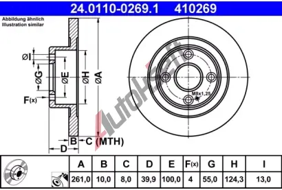 ATE Brzdov kotou - 261 mm AT 410269, 24.0110-0269.1