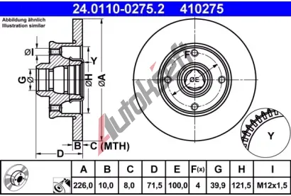 ATE Brzdov kotou - 226 mm AT 410275, 24.0110-0275.2