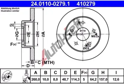 ATE Brzdov kotou - 260 mm AT 410279, 24.0110-0279.1