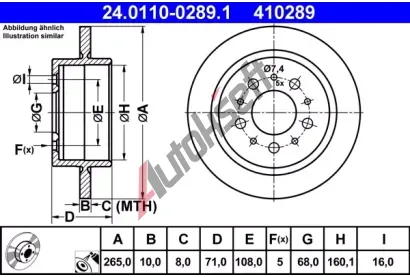 ATE Brzdov kotou - 265 mm AT 410289, 24.0110-0289.1