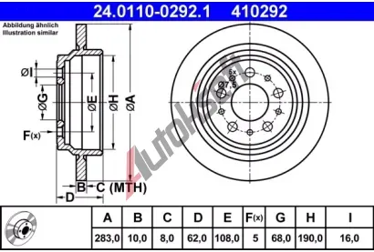 ATE Brzdov kotou - 283 mm AT 410292, 24.0110-0292.1