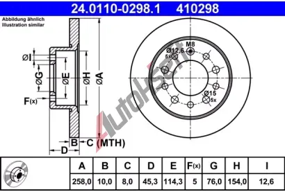 ATE Brzdov kotou - 258 mm AT 410298, 24.0110-0298.1