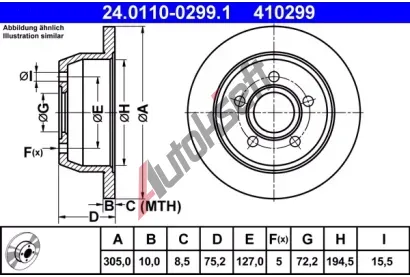 ATE Brzdov kotou - 305 mm AT 410299, 24.0110-0299.1