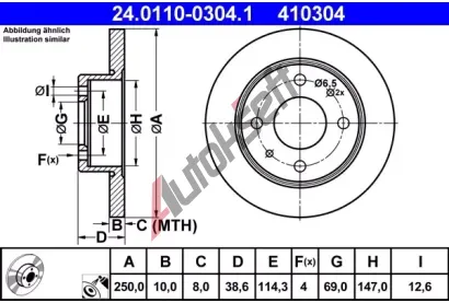 ATE Brzdov kotou - 250 mm AT 410304, 24.0110-0304.1