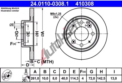 ATE Brzdov kotou - 261 mm AT 410308, 24.0110-0308.1