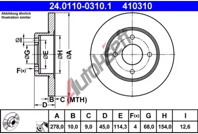 ATE Brzdov kotou - 278 mm AT 410310, 24.0110-0310.1