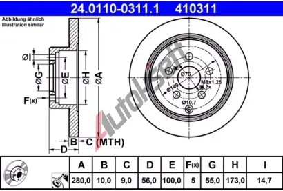 ATE Brzdov kotou - 280 mm AT 410311, 24.0110-0311.1