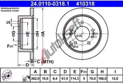 ATE Brzdov kotou - 262 mm AT 410318, 24.0110-0318.1