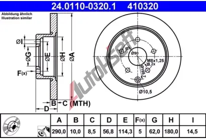 ATE Brzdov kotou - 290 mm AT 410320, 24.0110-0320.1