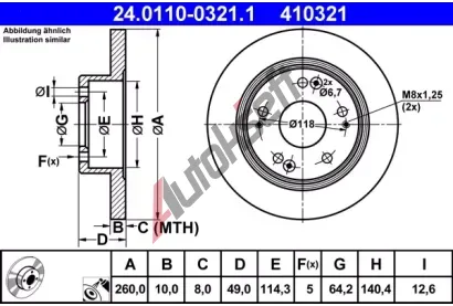 ATE Brzdov kotou - 260 mm AT 410321, 24.0110-0321.1