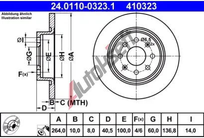 ATE Brzdov kotou - 264 mm AT 410323, 24.0110-0323.1