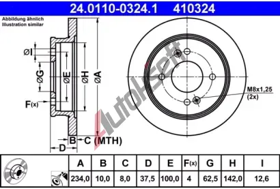 ATE Brzdov kotou - 234 mm AT 410324, 24.0110-0324.1