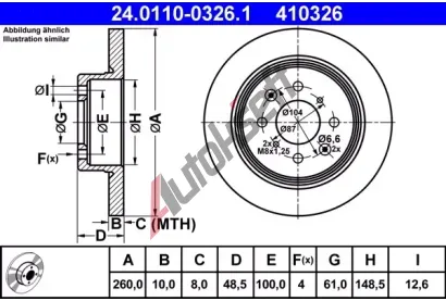 ATE Brzdov kotou - 260 mm AT 410326, 24.0110-0326.1