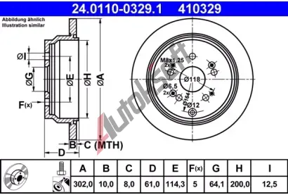 ATE Brzdov kotou - 302 mm AT 410329, 24.0110-0329.1