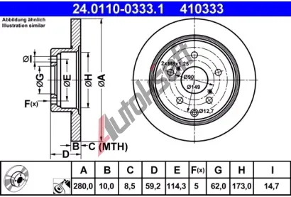 ATE Brzdov kotou - 280 mm AT 410333, 24.0110-0333.1