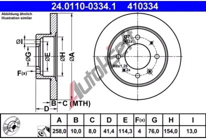 ATE Brzdov kotou - 258 mm AT 410334, 24.0110-0334.1