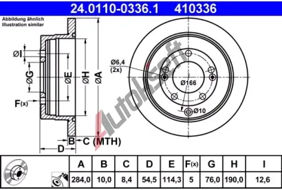 ATE Brzdov kotou - 284 mm AT 410336, 24.0110-0336.1
