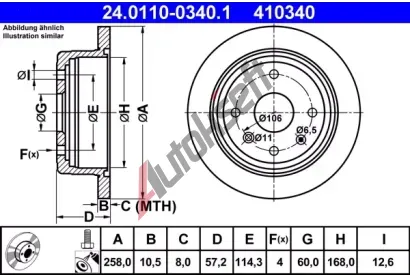 ATE Brzdov kotou - 258 mm AT 410340, 24.0110-0340.1