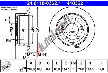 ATE Brzdov kotou - 262 mm AT 410362, 24.0110-0362.1