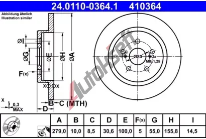 ATE Brzdov kotou - 279 mm AT 410364, 24.0110-0364.1