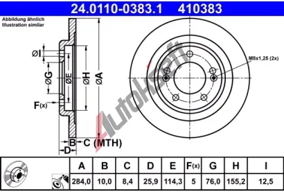 ATE Brzdov kotou - 284 mm AT 410383, 24.0110-0383.1