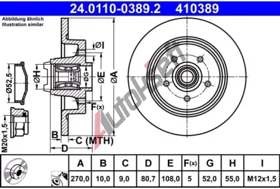 ATE Brzdov kotou s loiskem - 270 mm AT 410389, 24.0110-0389.2