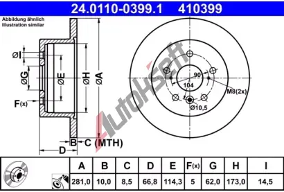 ATE Brzdov kotou - 281 mm AT 410399, 24.0110-0399.1