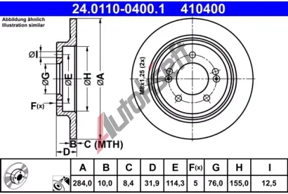 ATE Brzdov kotou - 284 mm AT 410400, 24.0110-0400.1
