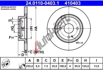 ATE Brzdov kotou - 255 mm AT 410403, 24.0110-0403.1
