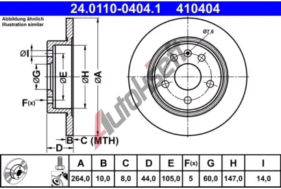 ATE Brzdov kotou - 264 mm AT 410404, 24.0110-0404.1