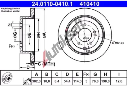 ATE Brzdov kotou - 302 mm AT 410410, 24.0110-0410.1