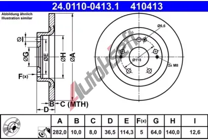 ATE Brzdov kotou - 282 mm AT 410413, 24.0110-0413.1