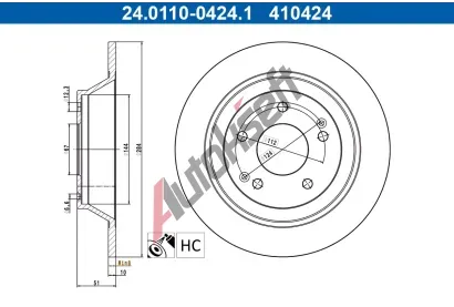 ATE Brzdov kotou - 284 mm AT 410424, 24.0110-0424.1