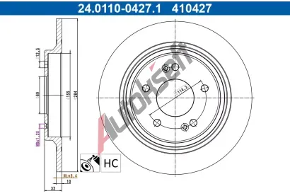 ATE Brzdov kotou - 284 mm AT 410427, 24.0110-0427.1