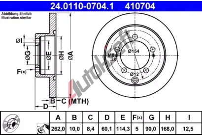 ATE Brzdov kotou - 262 mm AT 410704, 24.0110-0704.1