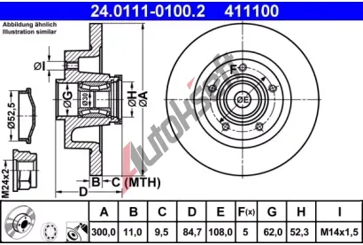 ATE Brzdov kotou s loiskem - 300 mm AT 411100, 24.0111-0100.2