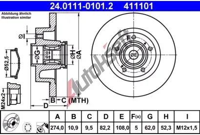 ATE Brzdov kotou s loiskem - 274 mm AT 411101, 24.0111-0101.2