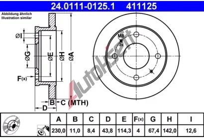 ATE Brzdov kotou - 230 mm AT 411125, 24.0111-0125.1