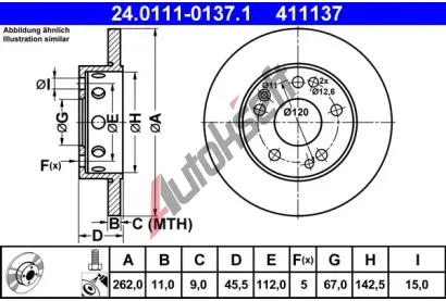 ATE Brzdov kotou - 262 mm AT 411137, 24.0111-0137.1