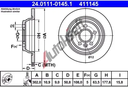 ATE Brzdov kotou - 302 mm AT 411145, 24.0111-0145.1