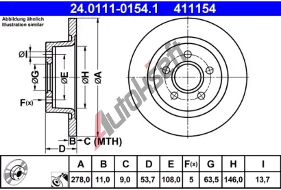 ATE Brzdov kotou - 278 mm AT 411154, 24.0111-0154.1