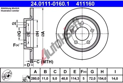 ATE Brzdov kotou - 280 mm AT 411160, 24.0111-0160.1