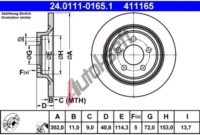 ATE Brzdov kotou - 302 mm AT 411165, 24.0111-0165.1