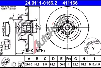ATE Brzdov kotou s loiskem - 274 mm AT 411166, 24.0111-0166.2