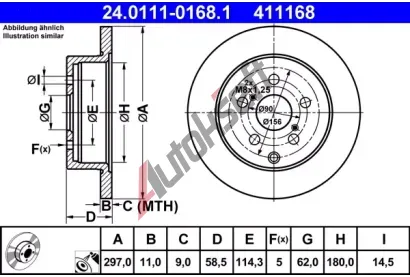 ATE Brzdov kotou - 297 mm AT 411168, 24.0111-0168.1